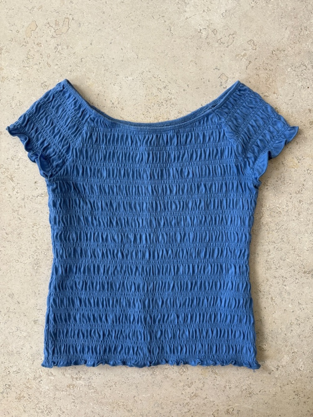 abercrombie kids Girl’s Blue Smocked Short Sleeve Top